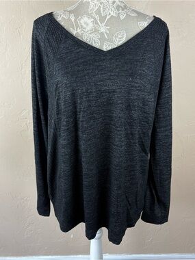 NWT Chicos Black Zenergy Soft Essentials Ribbed Mixed Tunic Top Sweater 4 20 22